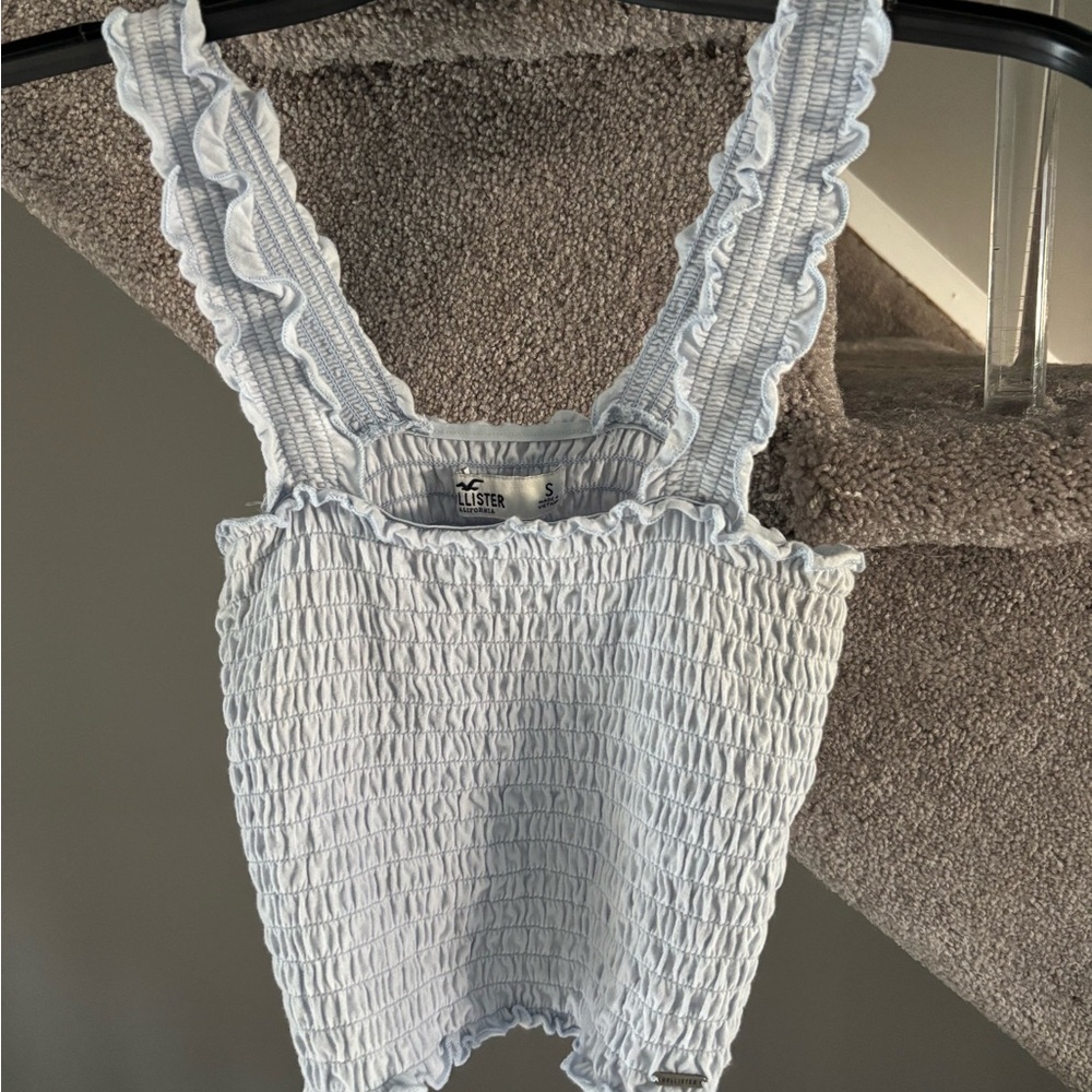 Hollister Light Blue Ruffle Strap Top